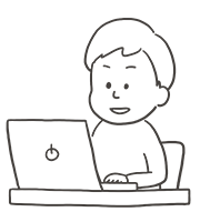 PCに向かう人のイラスト